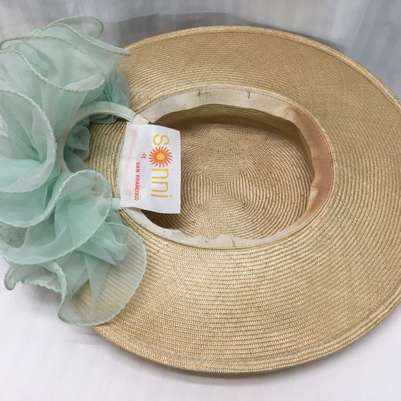Beige Sonni Straw Hat with Mint Green Ruffles main image 6